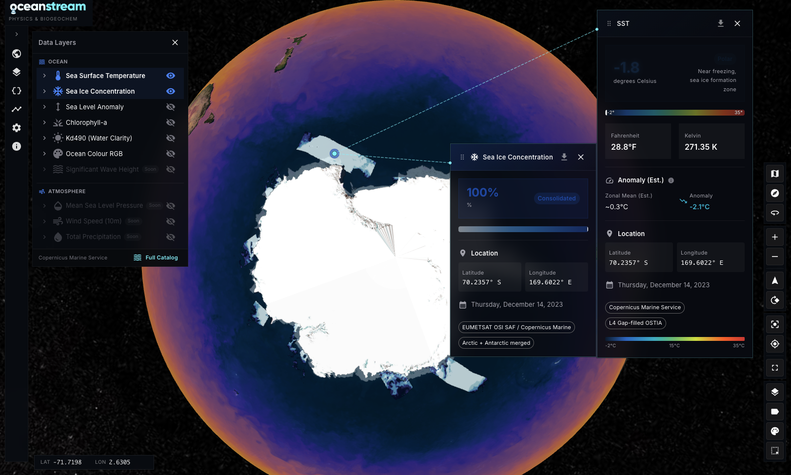 Globe layers panel